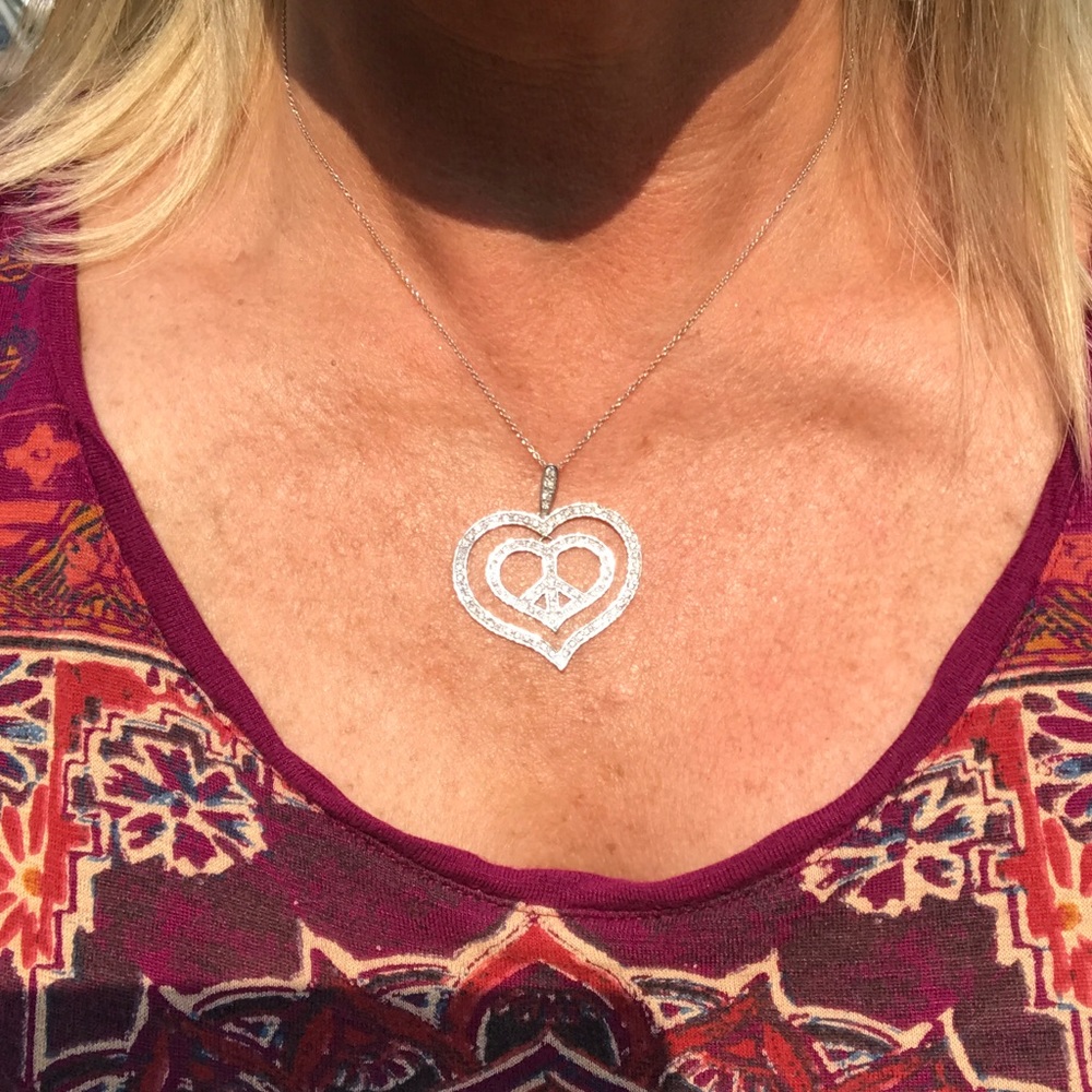 Double heart Diamond/18K gold necklace